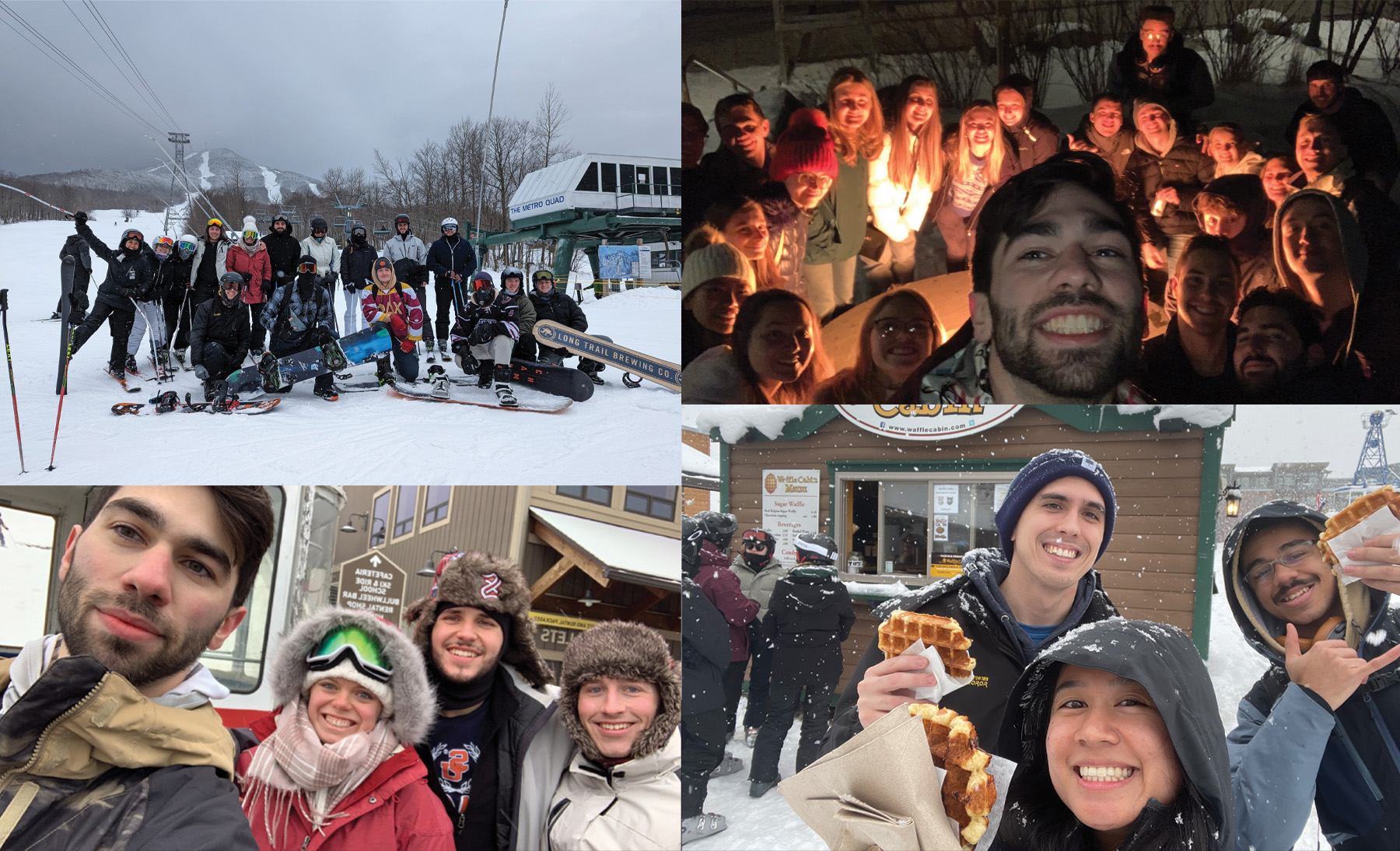 Collage of photos from Ski and Snowboard Club trip to Jay Peak