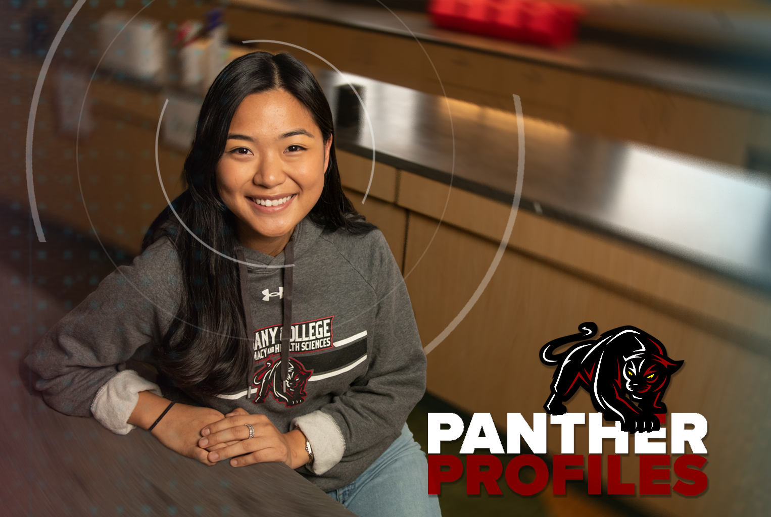 Soo Kang in a Panther Profile logo frame