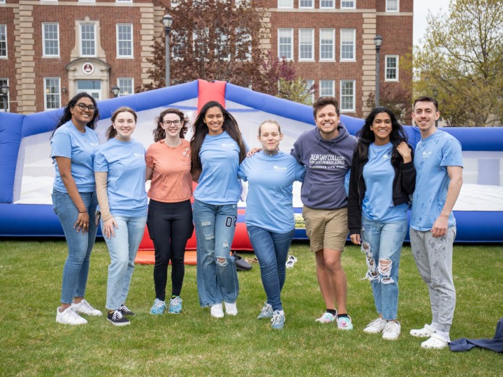Students stand together for a group photo at Spring fest