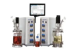 BioFlo benchtop bioreactor monitoring and controlling fermentation conditions.