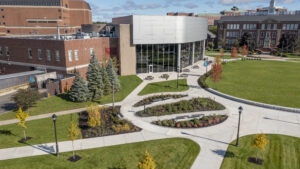 Aerial shot of ACPHS campus grounds