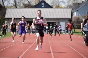 Ryan Haak running on the track at the USCAA national championships in Springfield, Mass. on April 27, 2024
