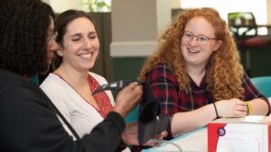Dr. Jacquelyn Dwyer and Collaboratory Manager Kaylee Stewart demonstrate a health screening