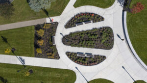 Drone shot of ACPHS gardens