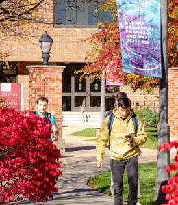 Students walk out of O'Brien building