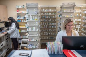 Students work in pharmacy