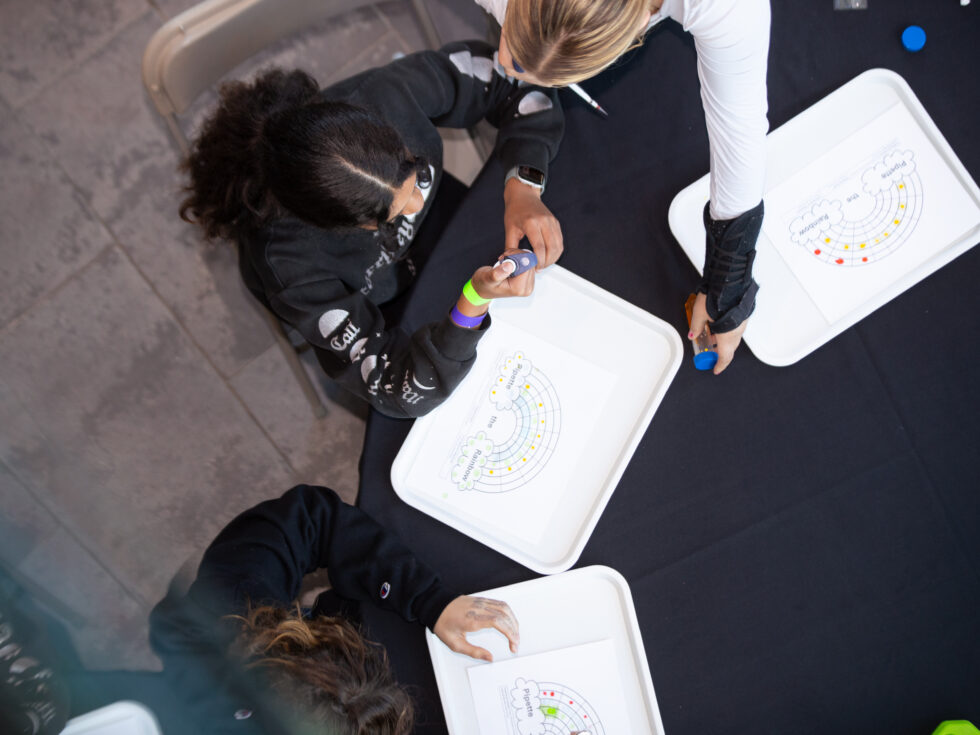 Birdseye view of pipette activity at table