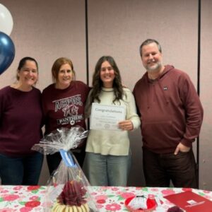Full tuition scholarship winner, Lyla Charbonneau and family