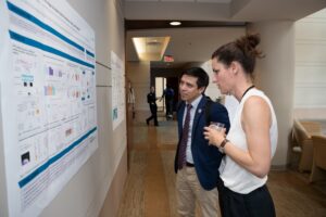 Women researcher shares poster presentations at the April 16 One Biosciences launch