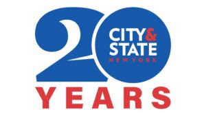 Red and blue logo for City & State NY